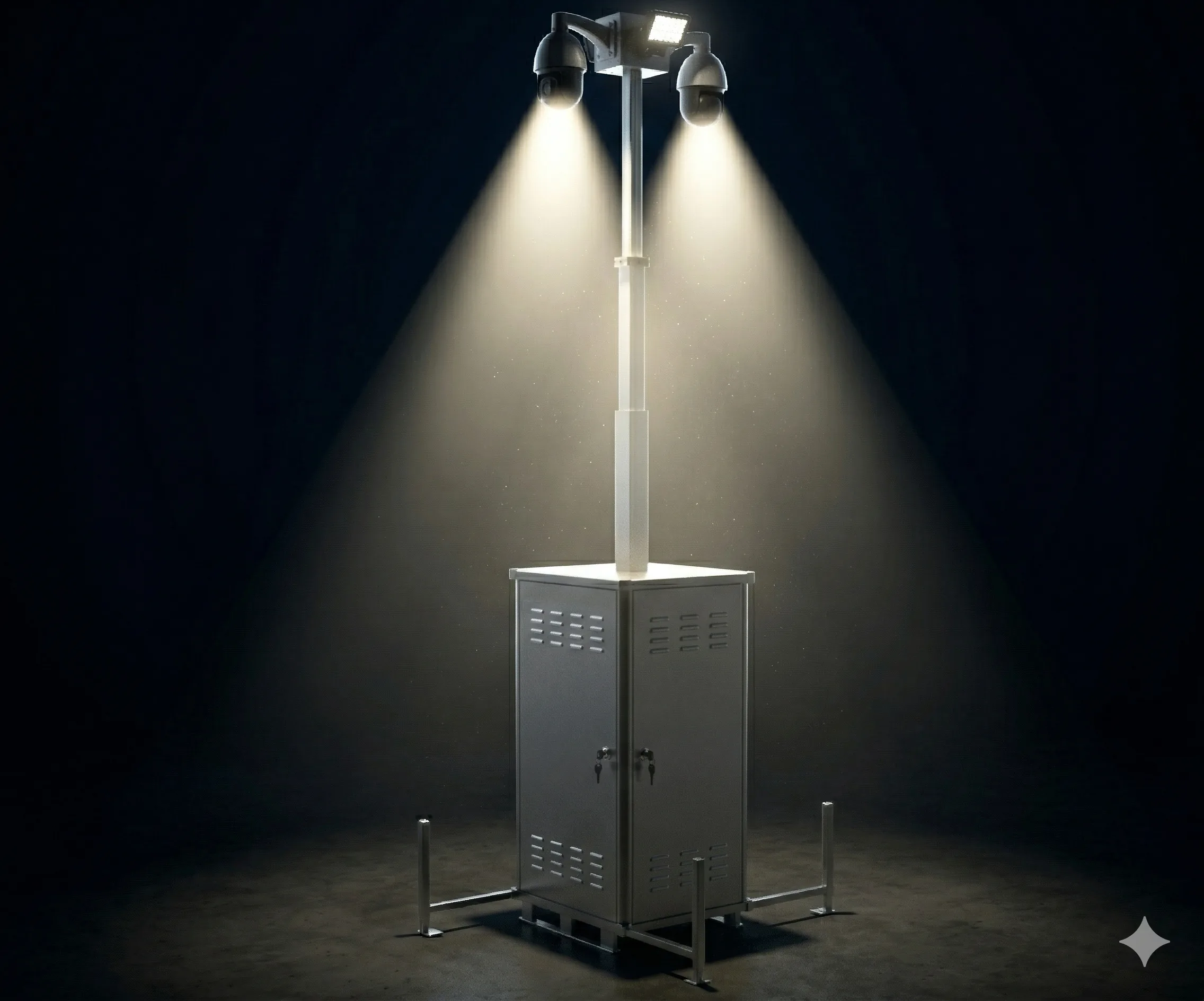 Mobiler Videoüberwachungsturm – stationäre Sicherheitslösung mit eingeschränktem Blickwinkel und ohne aktive Reaktionsfähigkeit